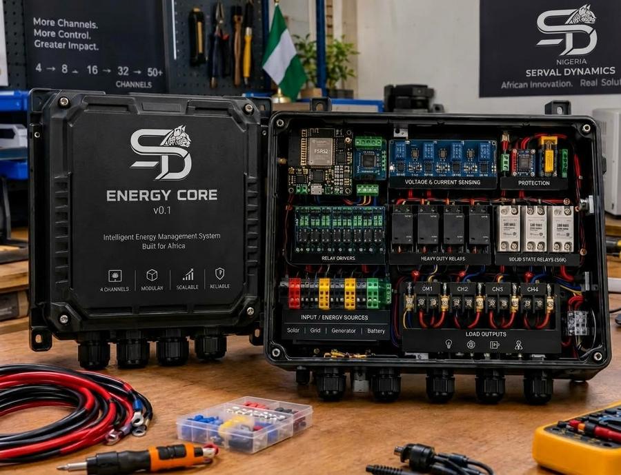 Serval Energy Core v0.1 enclosure, closed and open (concept render)